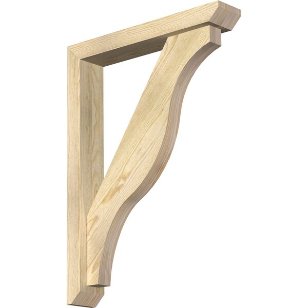 Ekena Millwork Funston Slat Rough Sawn Bracket w/ Offset Brace, Douglas Fir, 4"W x 22"D x 30"H BKT0402X22X30FST06RDF - main